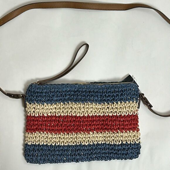 New INTERNATIONAL CONCEPT INC natural straw clutch wristlet crossbody bag - Picture 2 of 9
